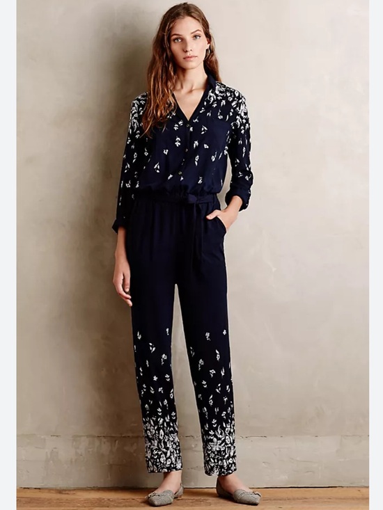 Anthropologie Pants - 𝅺Anthropologie Lilka Lakeshore Jumpsuit Navy Floral M